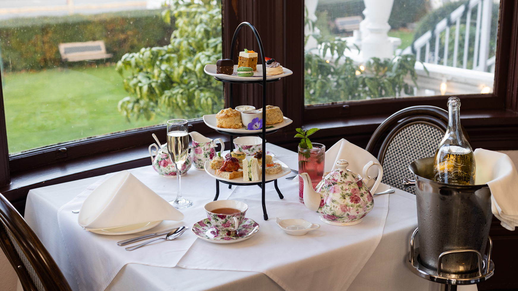 Afternoon tea by the window at Pendray Tea House